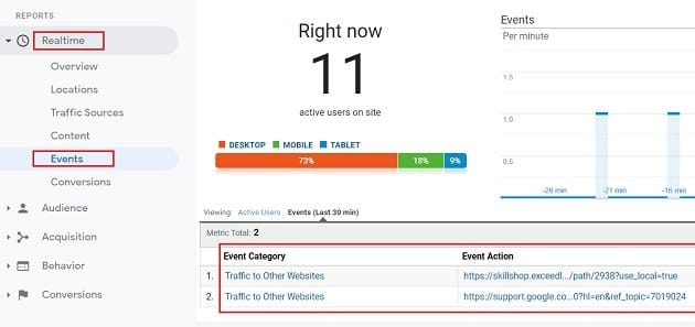 gtm event tracking traffic to other websites