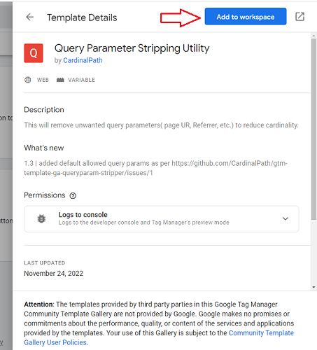 Add to workspace gtm