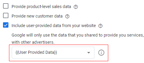 select the User Provided Data variable that we created earlier