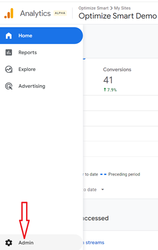 Click on the ‘Admin link