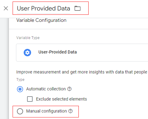 click on Manual configuration