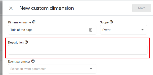 Enter a description for your dimension