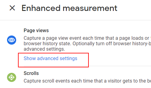 pageview advanced settings