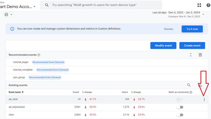 Click on the three dots menu