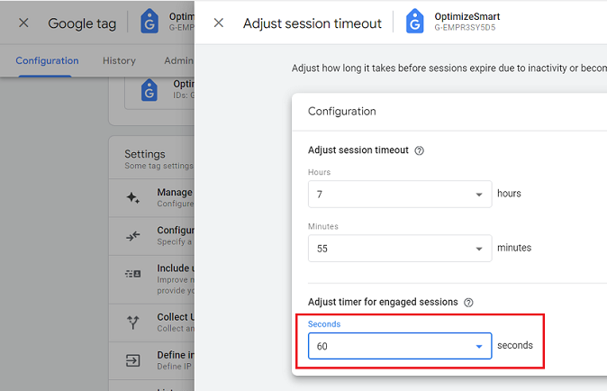 Adjust the timer for ‘engaged sessions