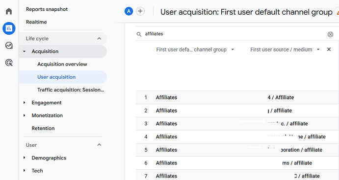 affiliates channel ga4 2