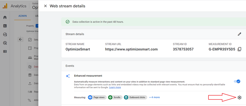 enhanced measurement settings ga4