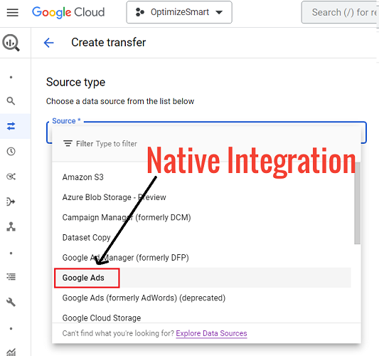 google ads bigquery native integration