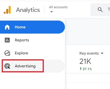 Click on the ‘Advertising link ga4
