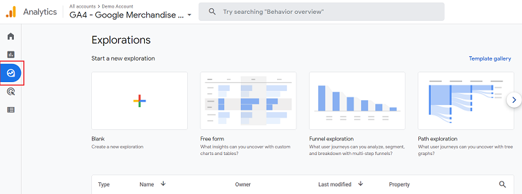 explorations report ga4