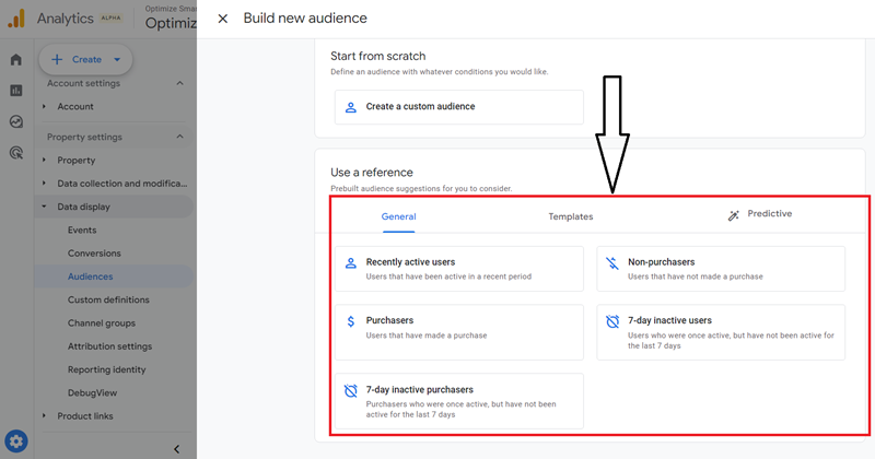 audience templates ga4