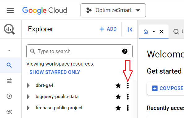Click on the three dots menu next to the project ID