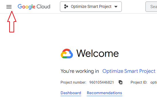 Click on the navigation menu at the top left
