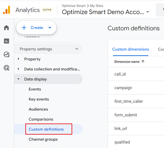lick on the ‘Custom Definitions‘ link under ‘Data Display