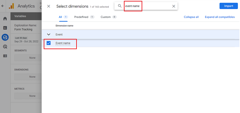 event name dimension ga4