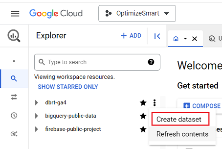 Click on ‘Create Dataset