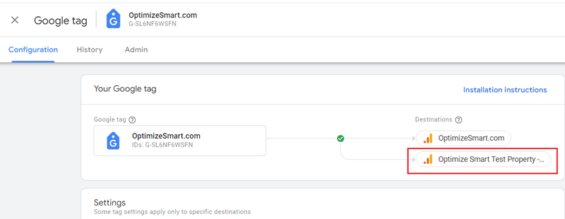 add it as another destination to the existing Google Tag for the main property