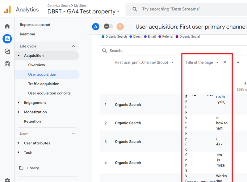 You should now see the ‘Title of the page event scoped custom dimension