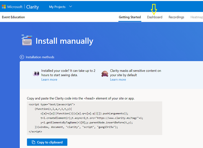 microsoft clarity dashboard