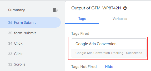 Check the Tag Assistant summary 1