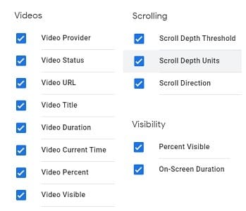 gtm event tracking videos scrolling visibility variables gtm