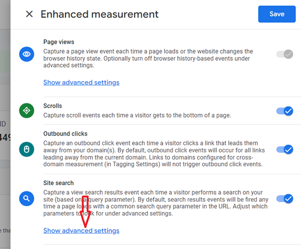 ‘Show advanced settings