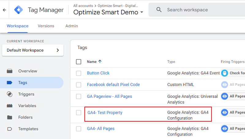 Google Analytics GA4 Configuration tag gtm