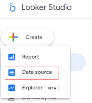 looker data source menu