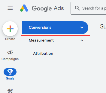 Conversions drop down