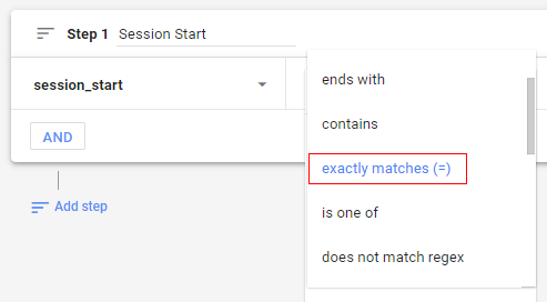 exactly matches condition