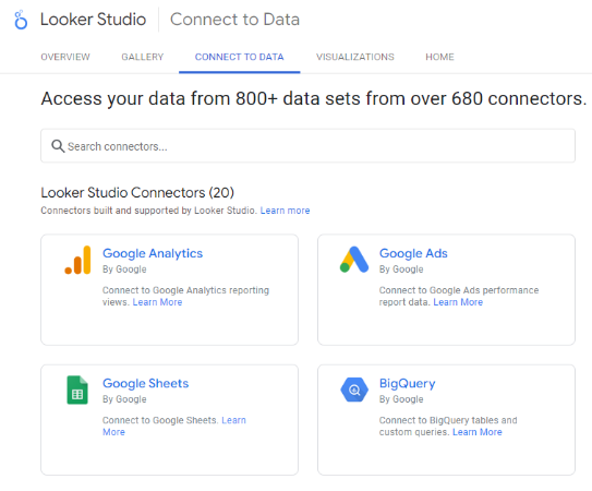 Looker Studio Tutorial with FREE PDF ebook 40 connector gallery