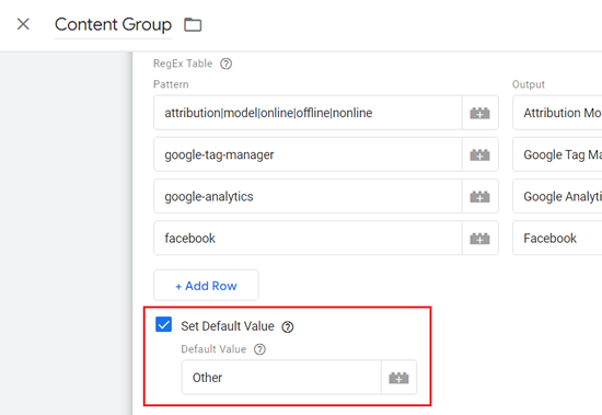 Click on the ‘Set Default Value