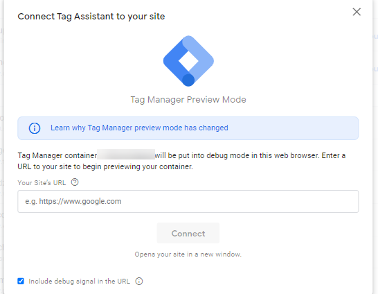 tag assistant preview mode