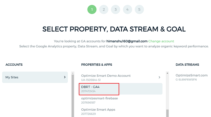 Click on your GA4 property