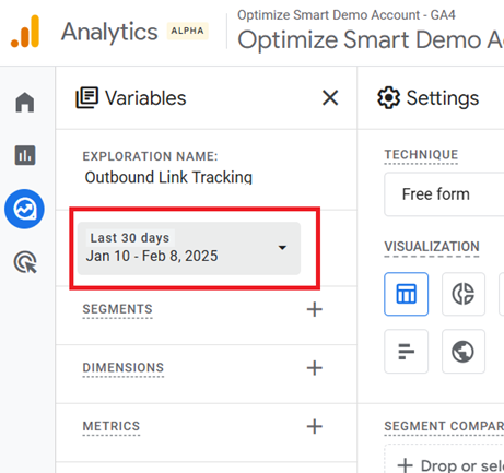 Set the date range to the last 30 days 1