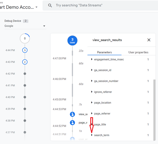 click on the event parameter ‘search term 2