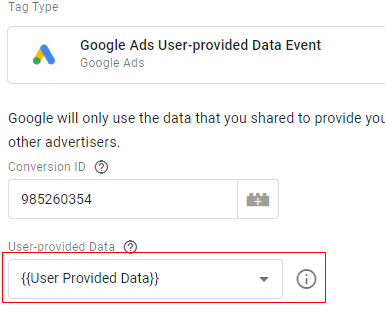 wn select the User Provided Data variable