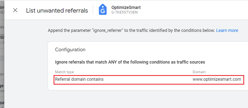 add your domain to the List unwanted referrals