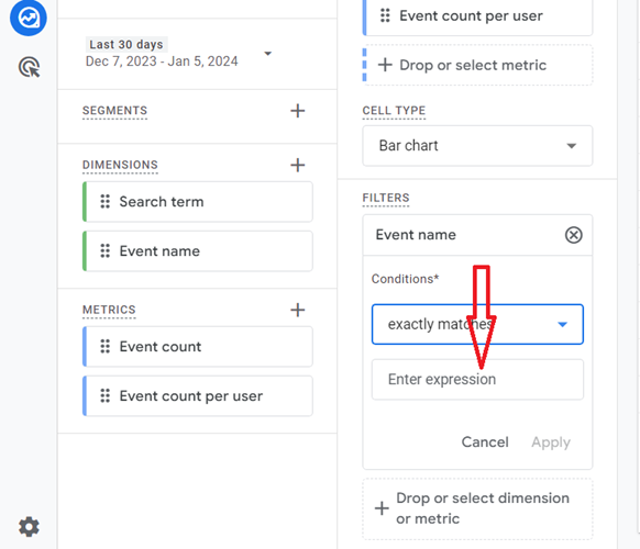 Click on the ‘enter expression text