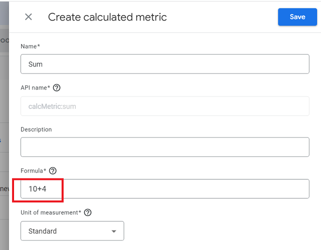 formula calculated metric