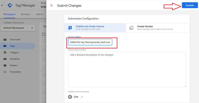 publish your GTM container