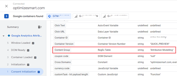 Scroll down until you find the ‘Content Group variable