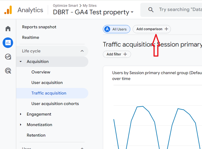 click on the ‘Add comparison button