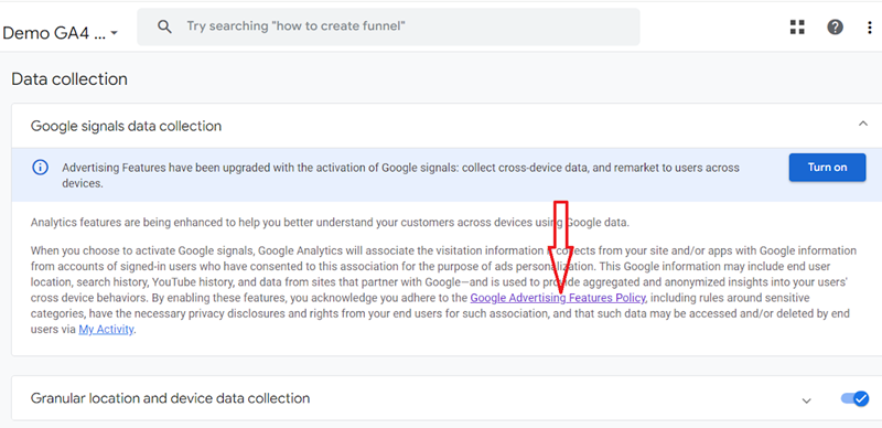 ‘Google Advertising Features Policy