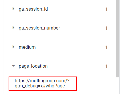 page location in debug view