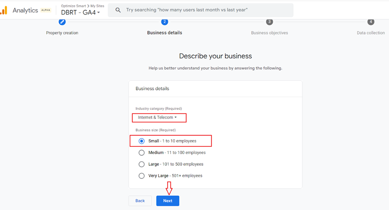 Select your industry category and business size