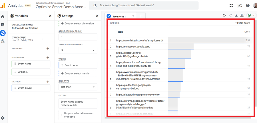 outbound link report in ga4