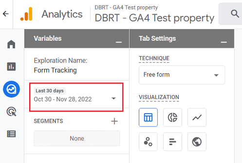 Set the date range to the last 30 days