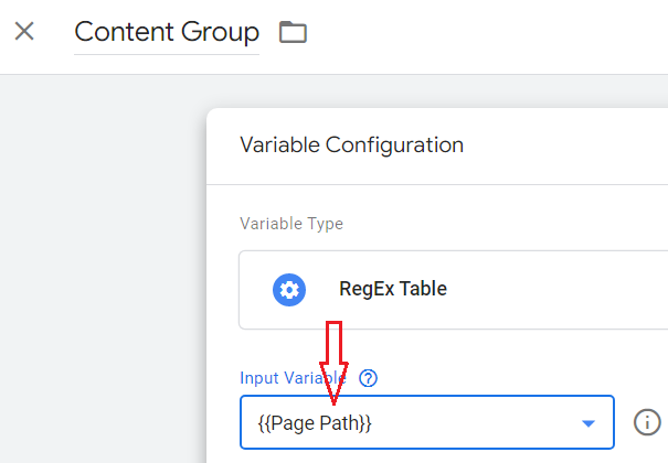 Select Page Path as the Input variable