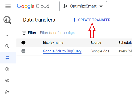 Click on the ‘ CREATE TRANSFER button